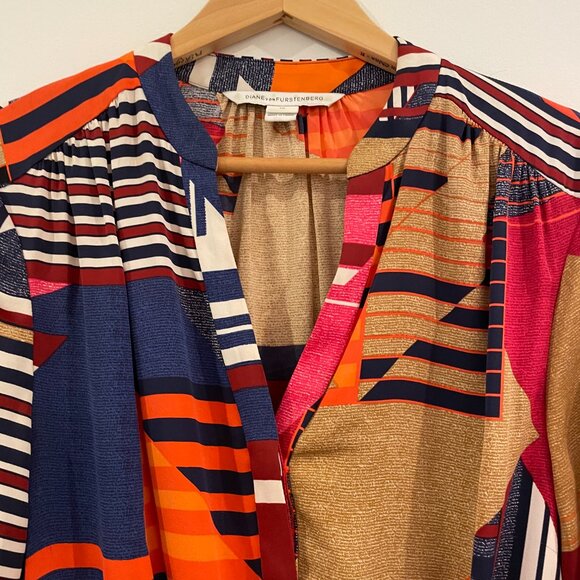 Diane Von Furstenberg Multicolor Geometric Print Freya Dress - Picture 3 of 6